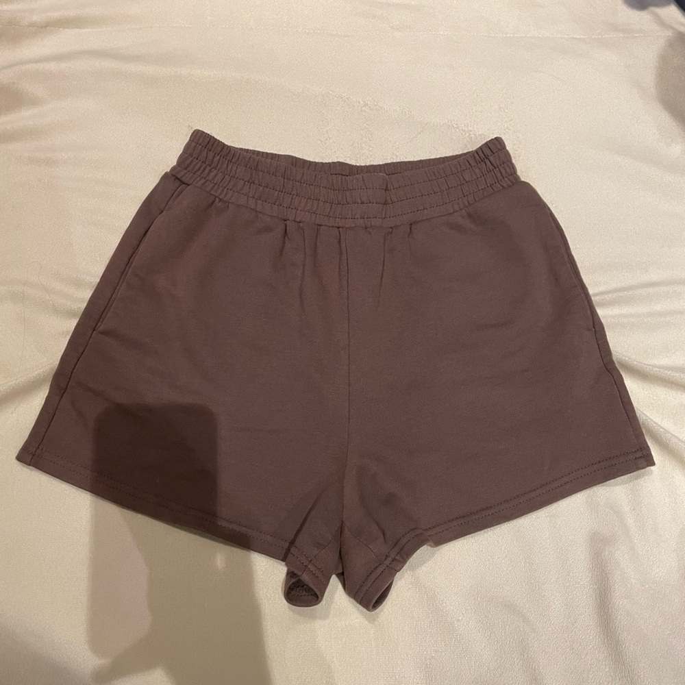 brown terry sweatshorts